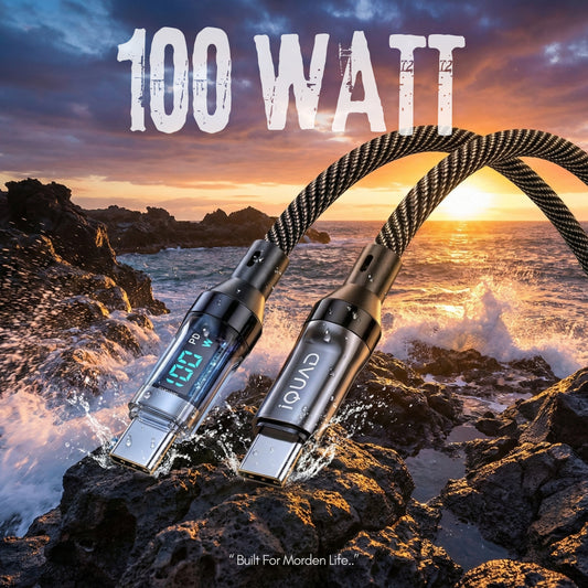 iQUAD 100W PD C TO C Super Fast Charging Cable with Display (5A)