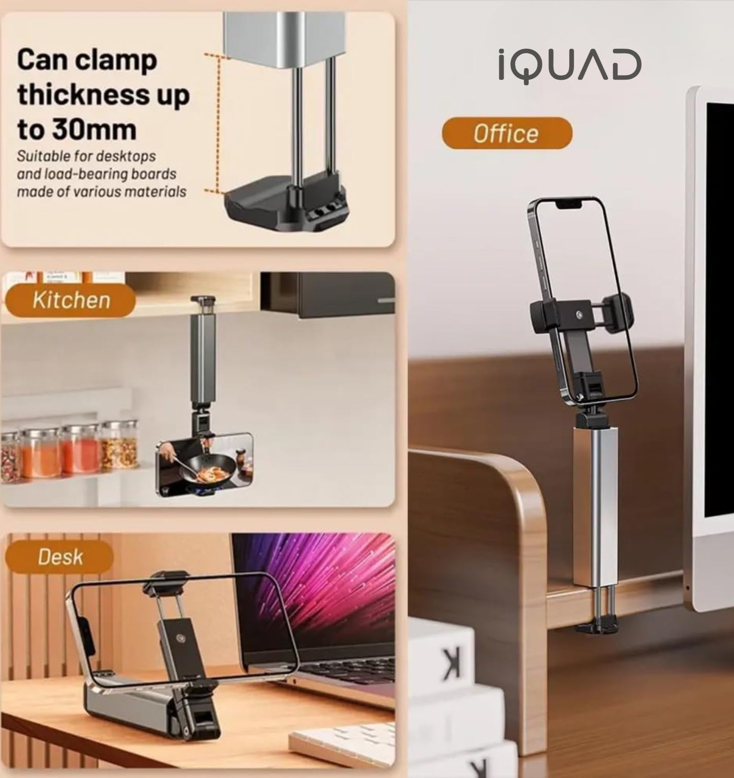 Phone Holder for Travel, 360° Rotating Foldable Mobile Stand, Portable Pocket Size Tray Table Phone Mount for Flight Train Bus Office Hands Free Travel Accessory