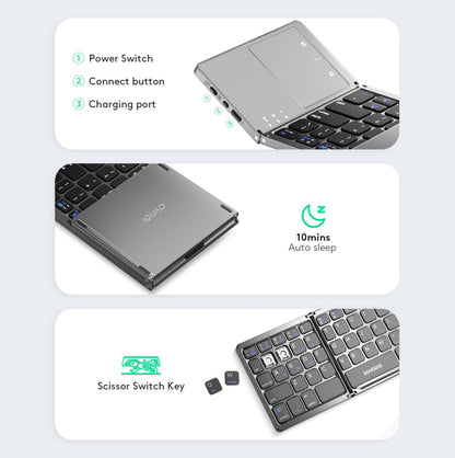 iQUAD Foldable Bluetooth Keyboard with Touchpad