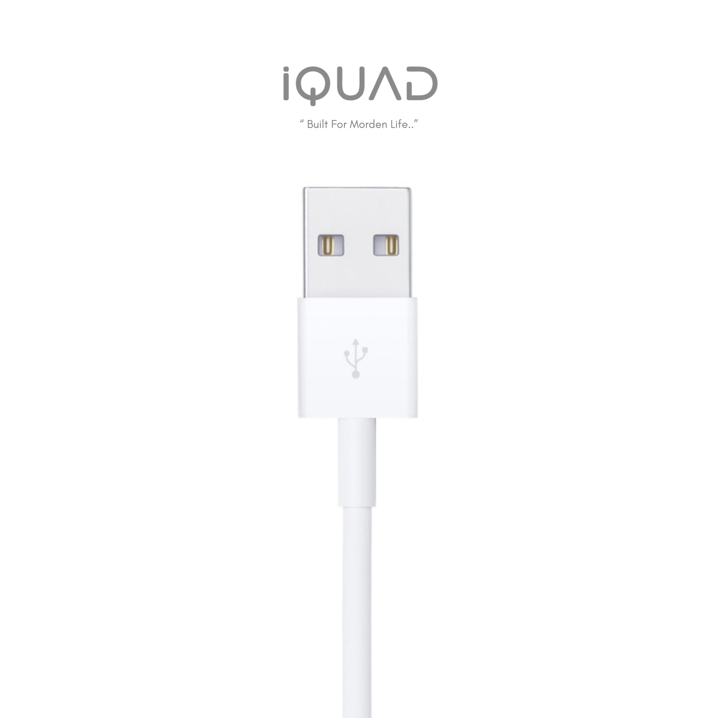 iQUAD USB-A to Lightning Fast Charging Cable for iPhone – High Speed Data Sync – Durable White Charger Cable
