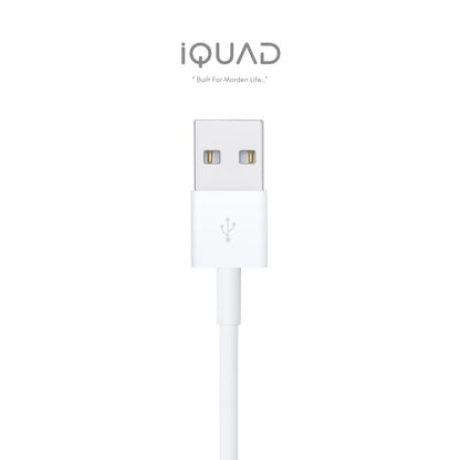 iQUAD USB-A to Lightning Fast Charging Cable for iPhone – High Speed Data Sync – Durable White Charger Cable
