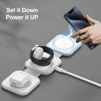 iQUAD 3 in 1 Wireless Charging Station – Fast Charging Stand for Phone, Watch & Earbuds