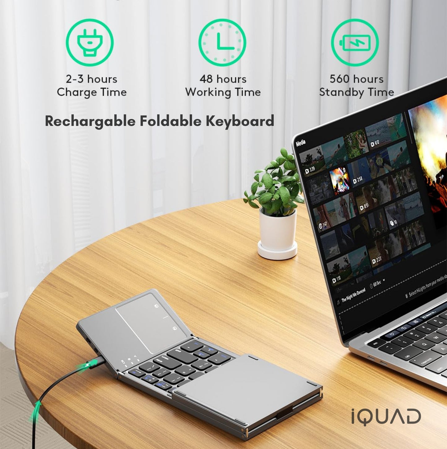 iQUAD Foldable Bluetooth Keyboard with Touchpad