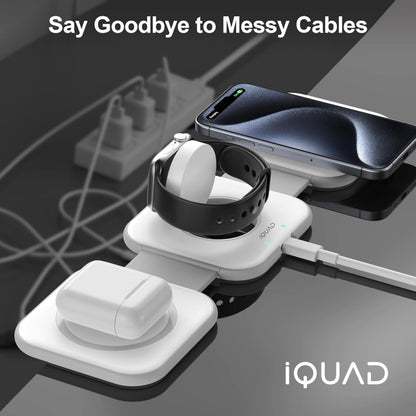 iQUAD 3 in 1 Wireless Charging Station – Fast Charging Stand for Phone, Watch & Earbuds