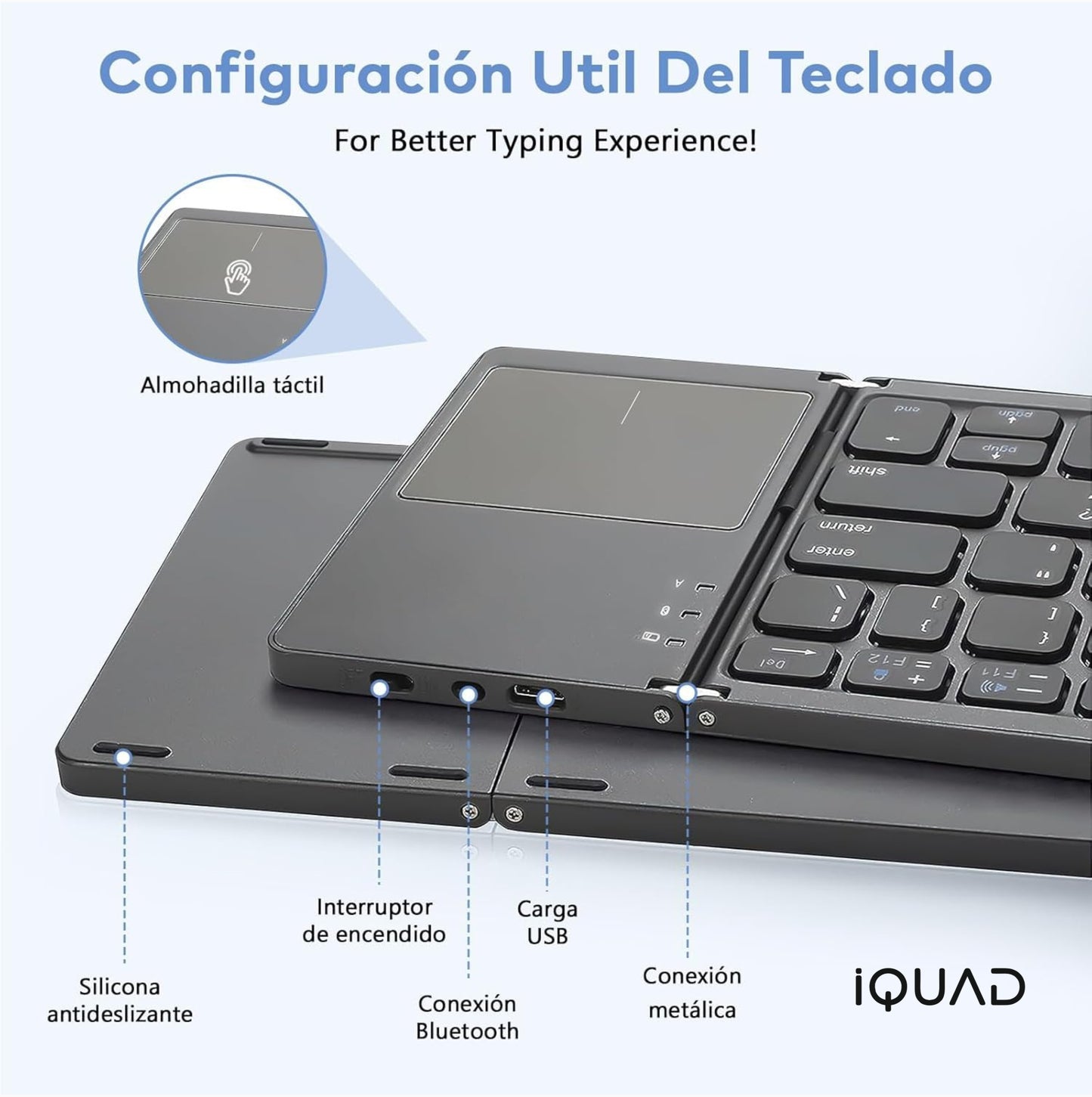 iQUAD Foldable Bluetooth Keyboard with Touchpad