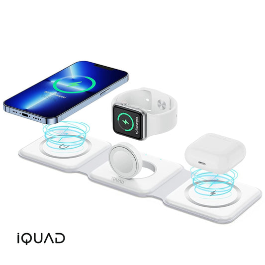 iQUAD 3 in 1 Wireless Charging Station – Fast Charging Stand for Phone, Watch & Earbuds