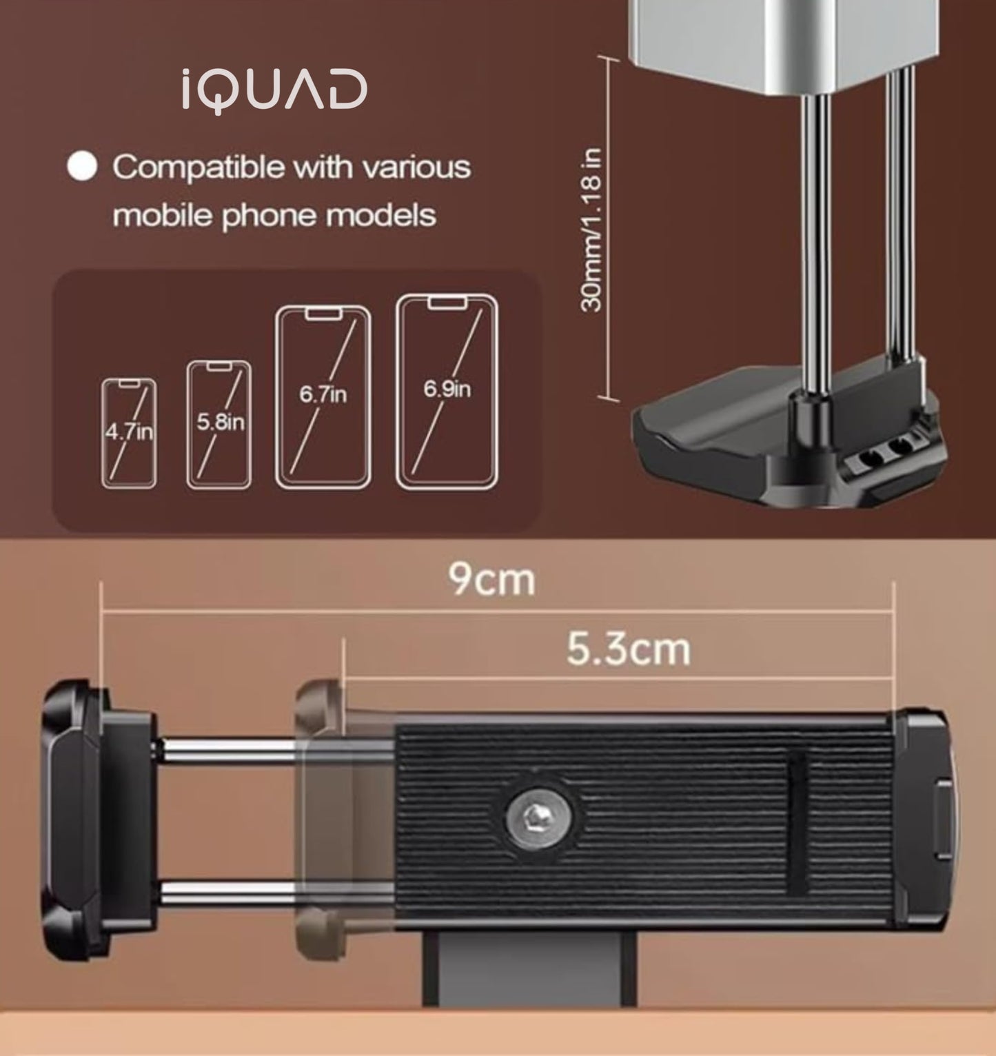 Phone Holder for Travel, 360° Rotating Foldable Mobile Stand, Portable Pocket Size Tray Table Phone Mount for Flight Train Bus Office Hands Free Travel Accessory
