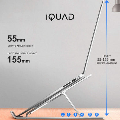 iQUAD Adjustable Laptop Stand with Cooling Vent Steel Floor and Desk Stand Laptop Stand with Adjustable Height Compatible with Universal Laptops