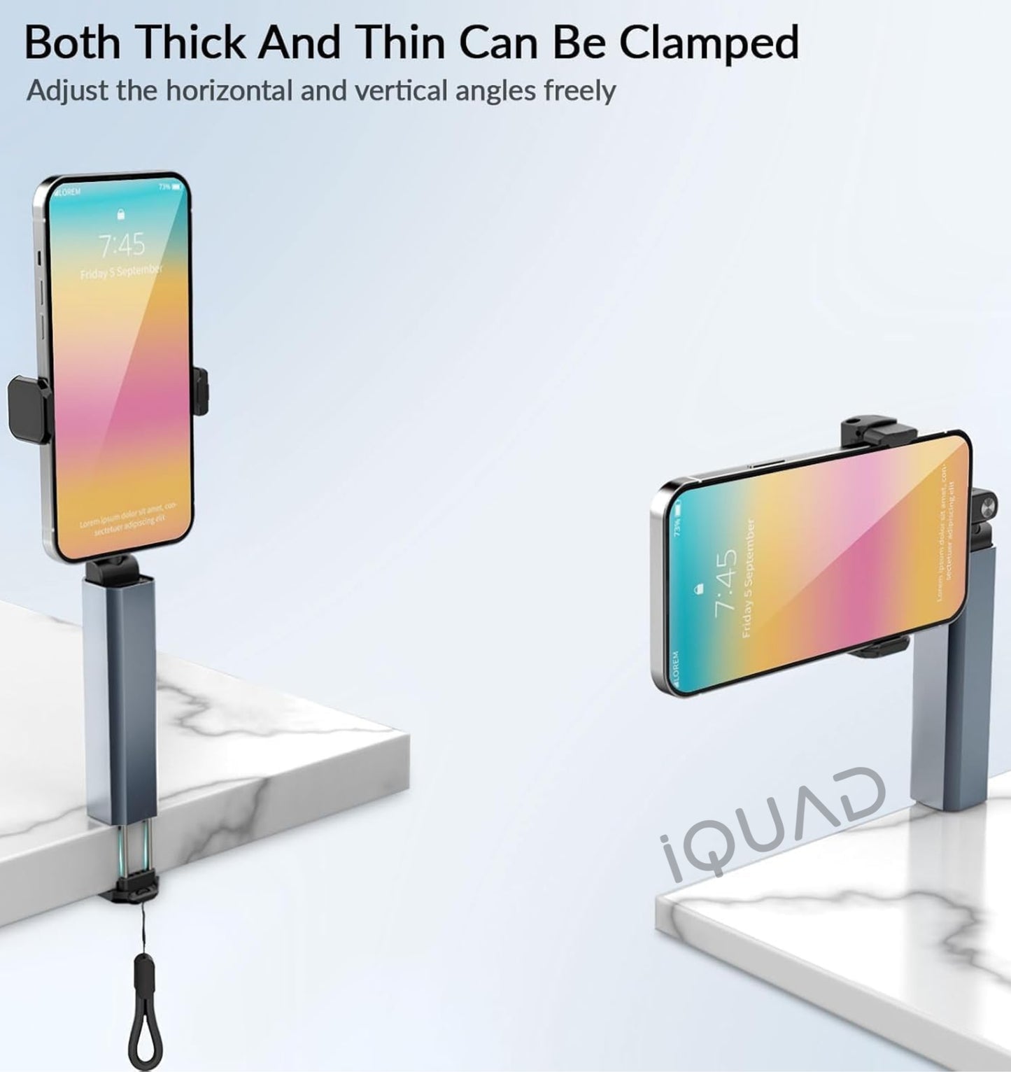 Phone Holder for Travel, 360° Rotating Foldable Mobile Stand, Portable Pocket Size Tray Table Phone Mount for Flight Train Bus Office Hands Free Travel Accessory
