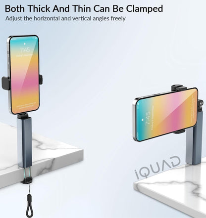 Phone Holder for Travel, 360° Rotating Foldable Mobile Stand, Portable Pocket Size Tray Table Phone Mount for Flight Train Bus Office Hands Free Travel Accessory
