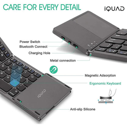 iQUAD Foldable Bluetooth Keyboard with Touchpad