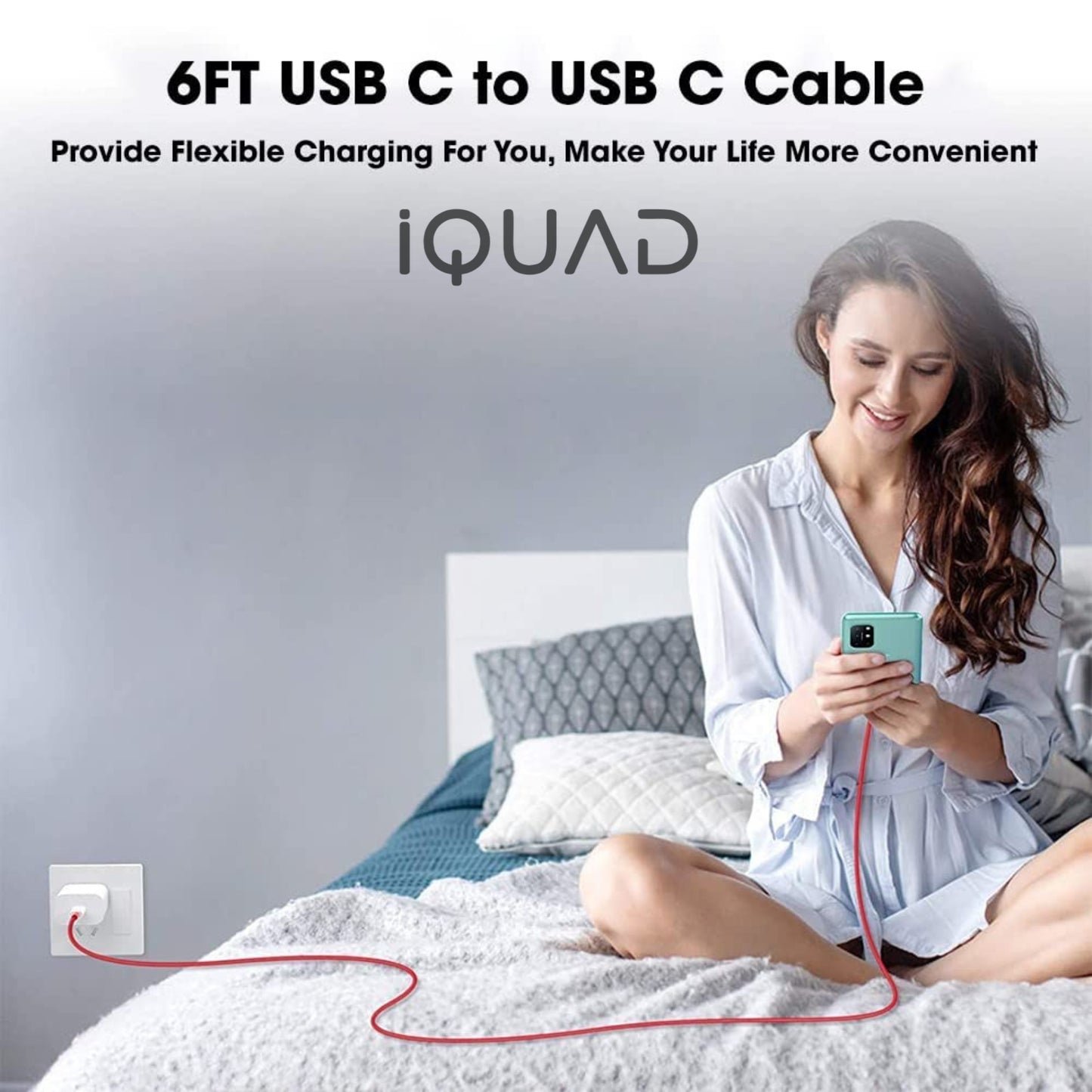 iQUAD 65W Super Fast Charging C to C Cable For Premium Mobiles