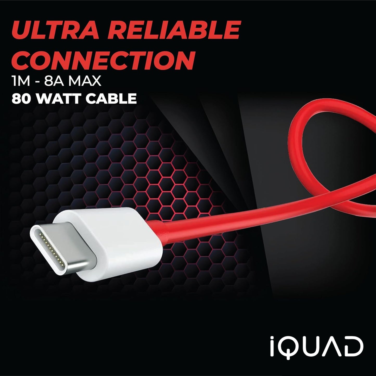 iQUAD 65W SuperVOOC Fast Charging Cable – USB to Type-C 6.5A High Speed Charging & Data Cable