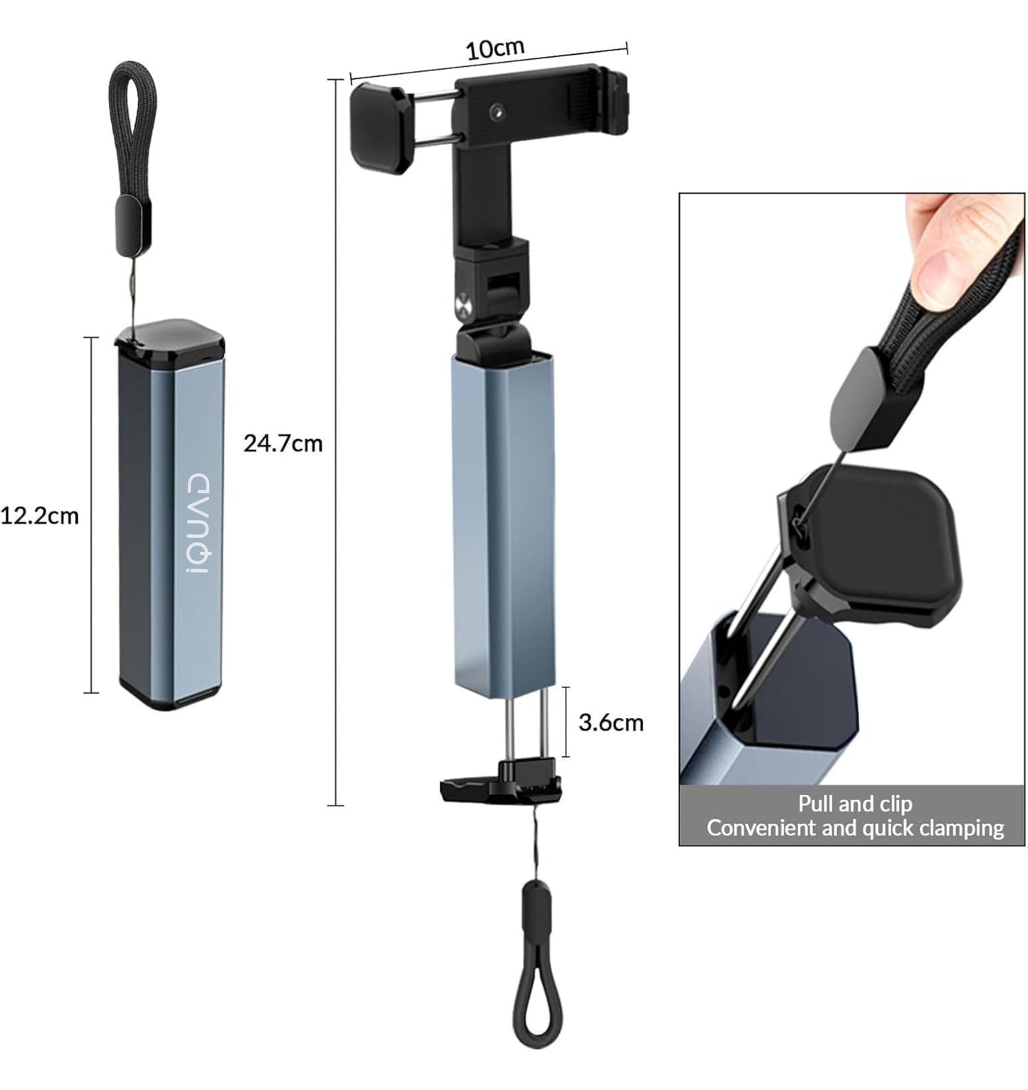Phone Holder for Travel, 360° Rotating Foldable Mobile Stand, Portable Pocket Size Tray Table Phone Mount for Flight Train Bus Office Hands Free Travel Accessory