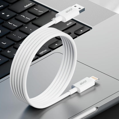 iQUAD USB-A to Lightning Fast Charging Cable for iPhone – High Speed Data Sync – Durable White Charger Cable
