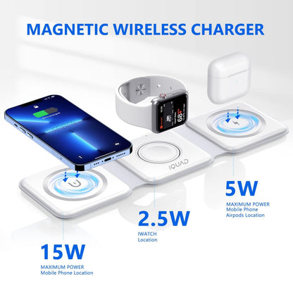 iQUAD 3 in 1 Wireless Charging Station – Fast Charging Stand for Phone, Watch & Earbuds