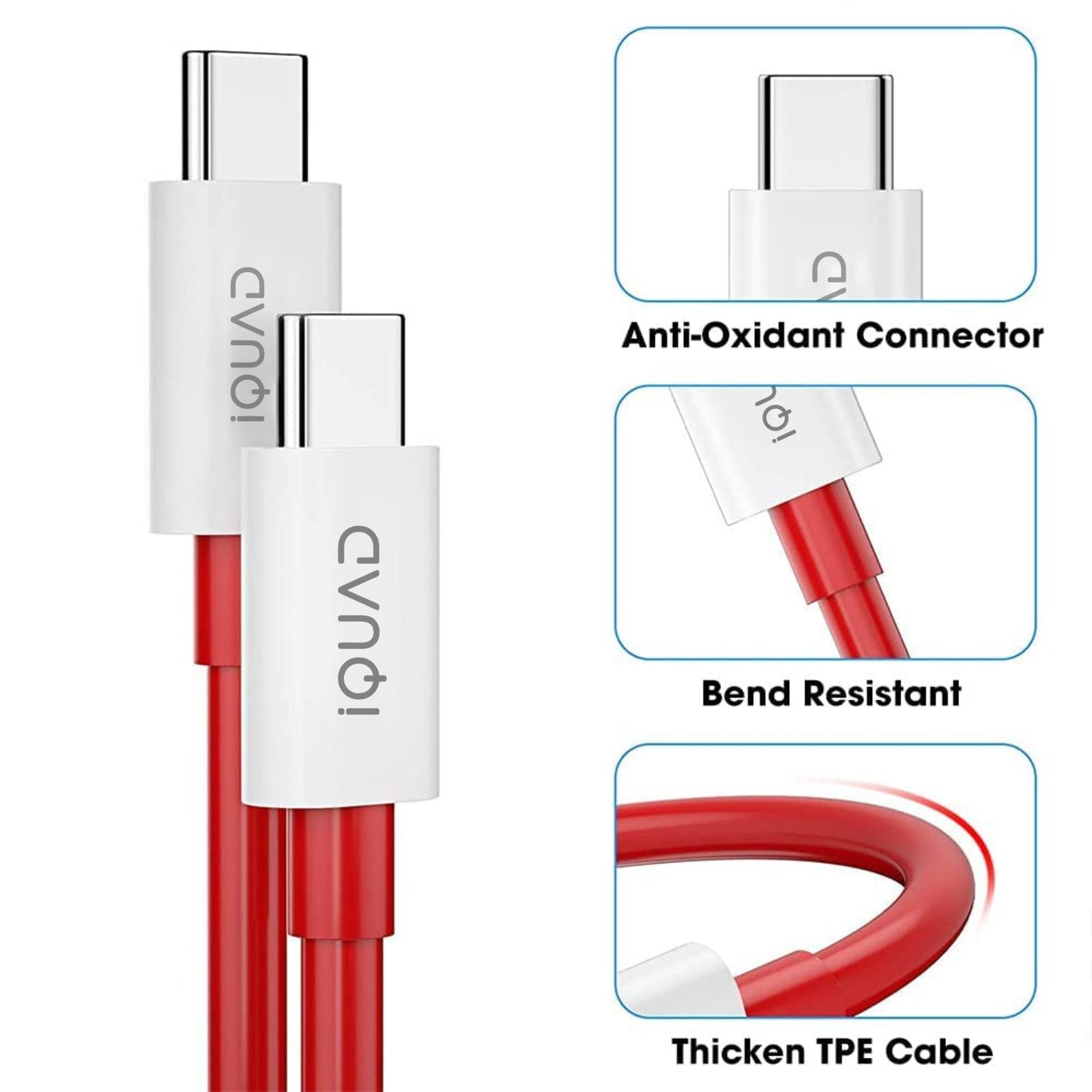 iQUAD 65W Super Fast Charging C to C Cable For Premium Mobiles