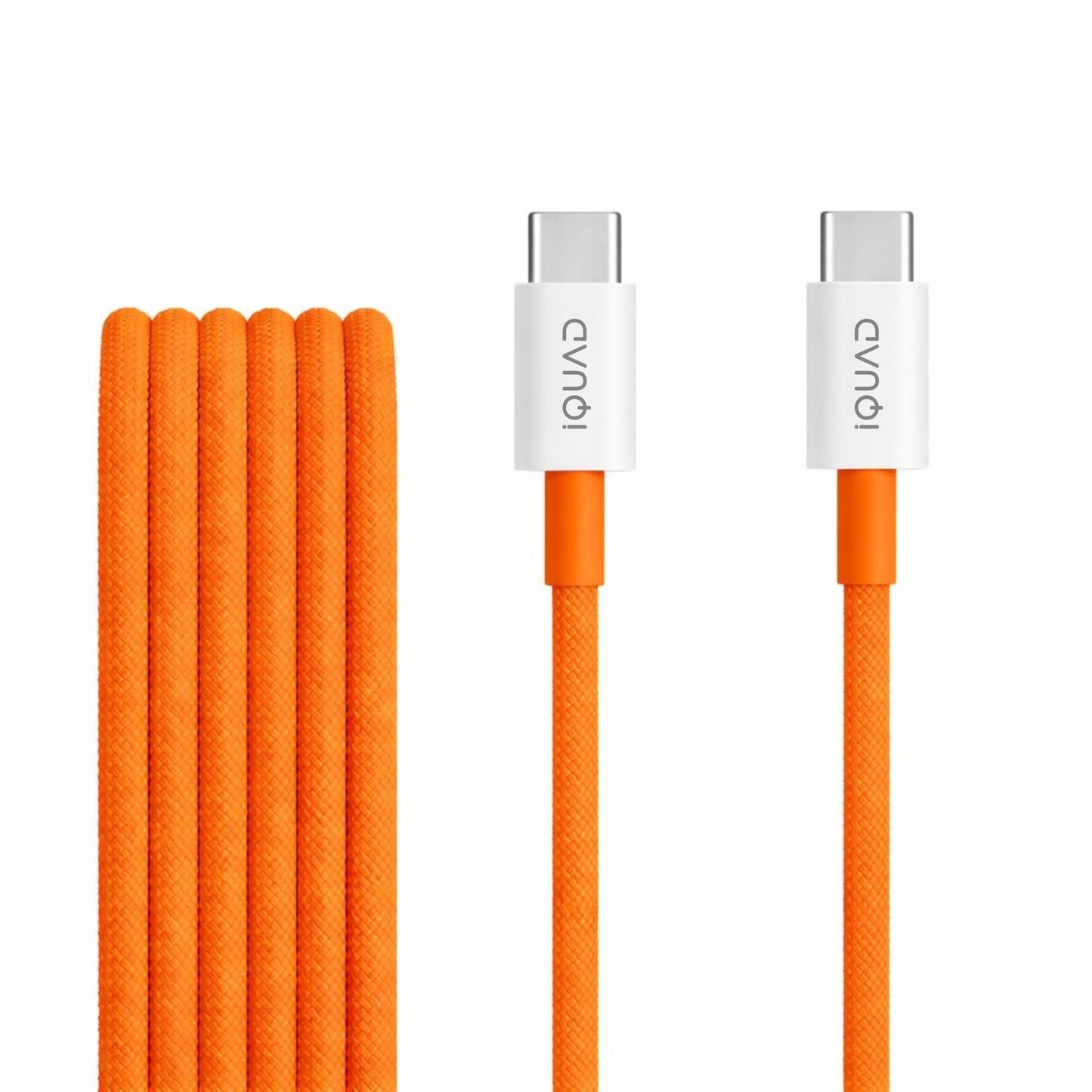 iQUAD Orange Edition 60W C to C Super Fast Charging Cable for iPhones & All Type C Mobiles [Nylon Braided 1M]