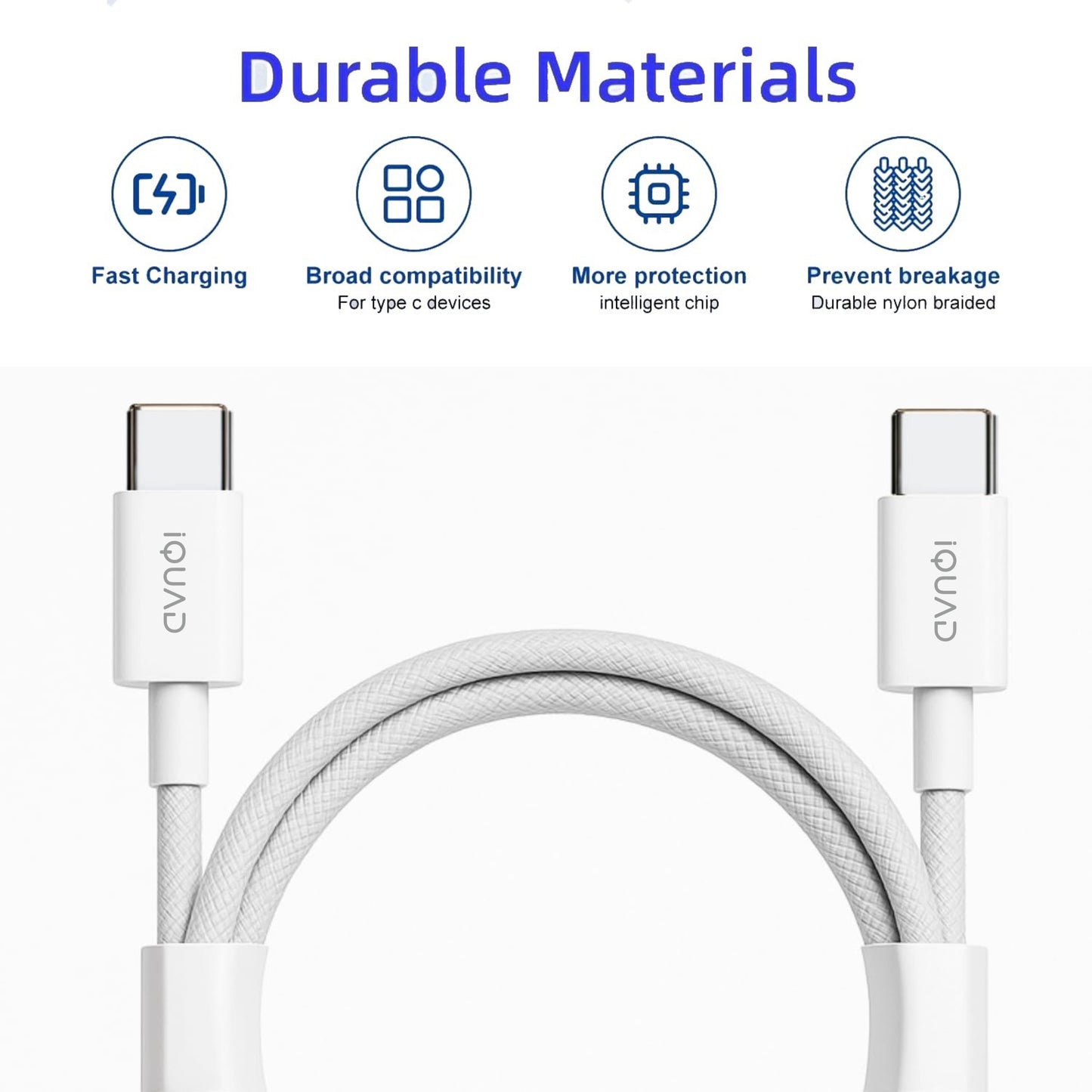iQuad 65W Super Fast Charging C to C Braided Cable For Premium Mobiles