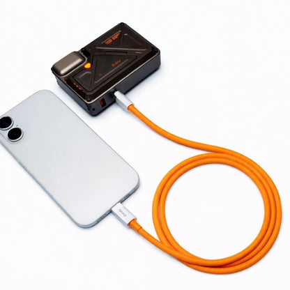 iQUAD Orange Edition 60W C to C Super Fast Charging Cable for iPhones & All Type C Mobiles [Nylon Braided 1M]