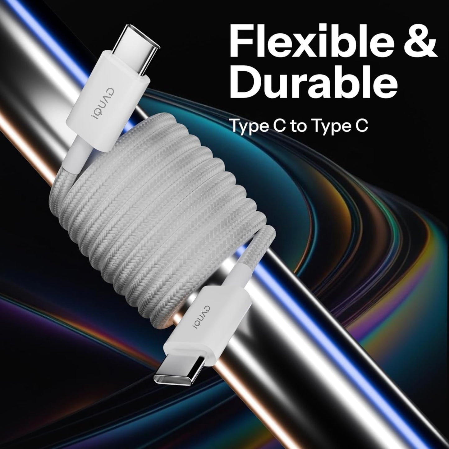 iQuad 65W Super Fast Charging C to C Braided Cable For Premium Mobiles