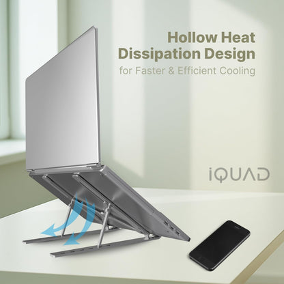 iQUAD Adjustable Laptop Stand with Cooling Vent Steel Floor and Desk Stand Laptop Stand with Adjustable Height Compatible with Universal Laptops